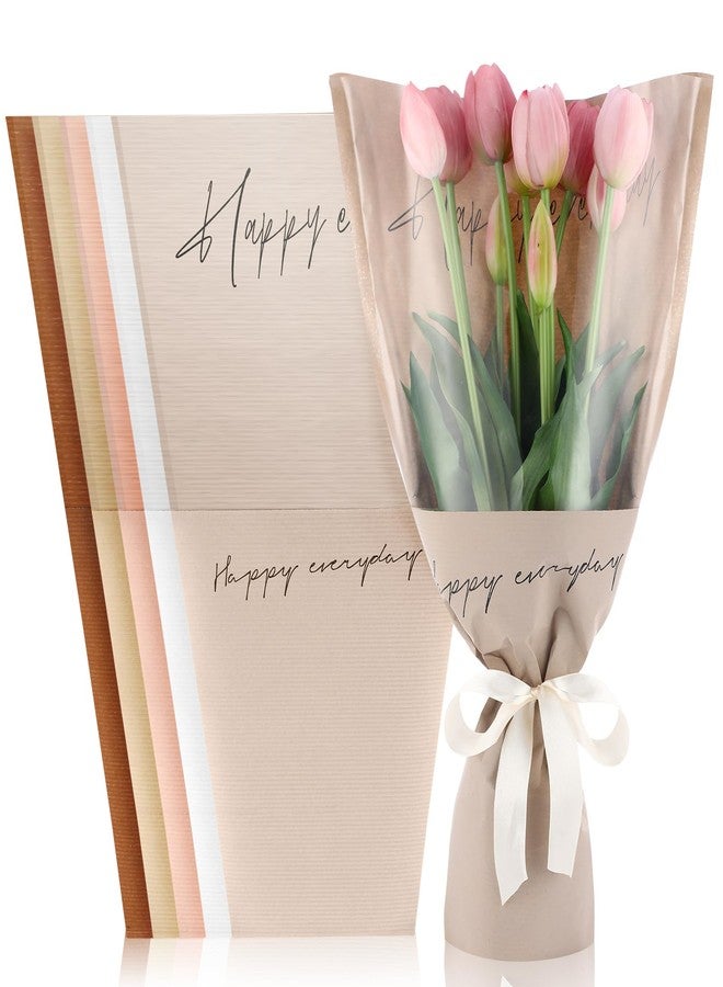 Harloon 100 Pcs Flower Wrapping Bags 11 x 5.1 x 17.3in Kraft Paper Flower Sleeves for Bouquet Clear Flower Wrapping Paper Multiple Flower Packaging Bag for Mother's Day Anniversary Wedding (Colorful) - Image 1